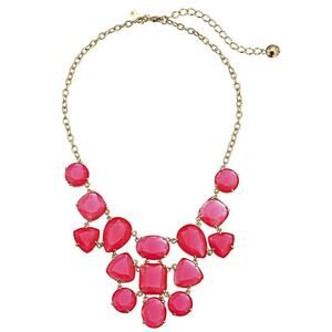 Kate Spade Vegas Jewels Facet Cluster Pink Bib Necklace